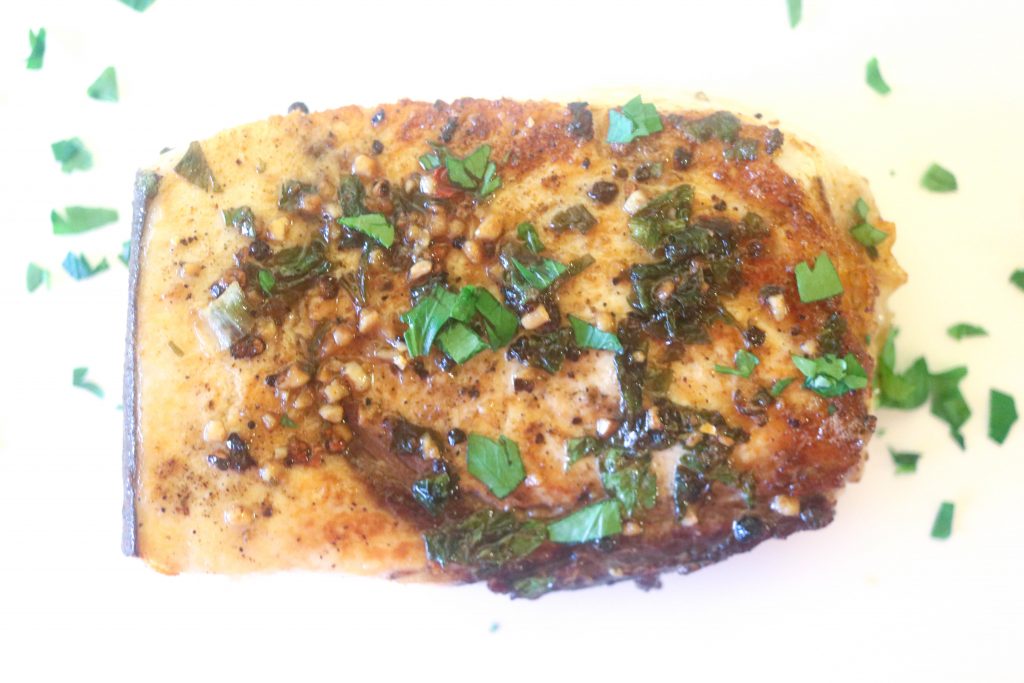 Pan Roasted Swordfish Steaks with Mixed Peppercorn Butter • Harbor Fish Market