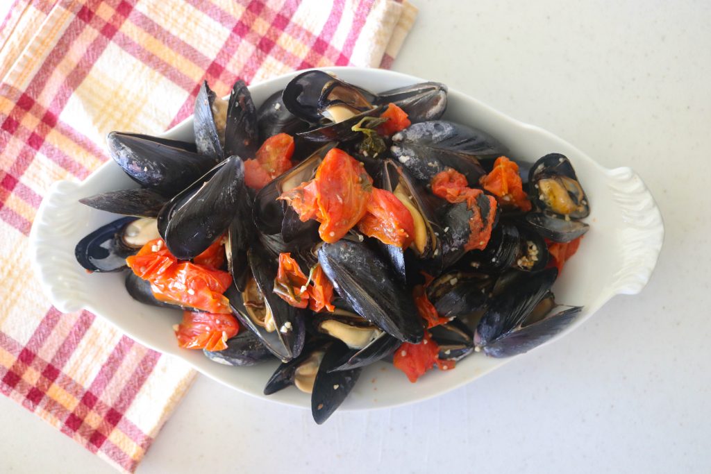 Steamed Mussels in Tomato Broth • Harbor Fish Market